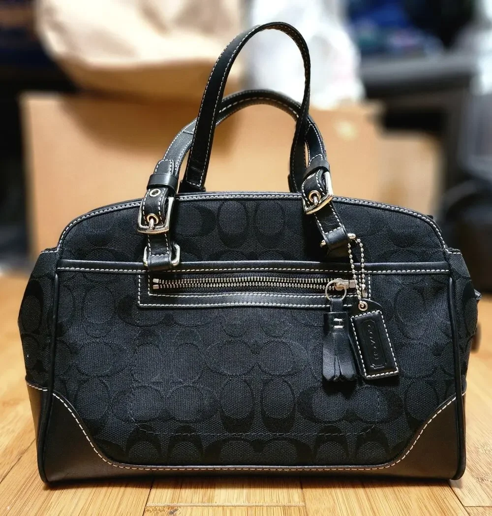 Coach 6828 Vintage Y2K Soho Mini Boston Hand Bag Black Canvas Leather Tag Used